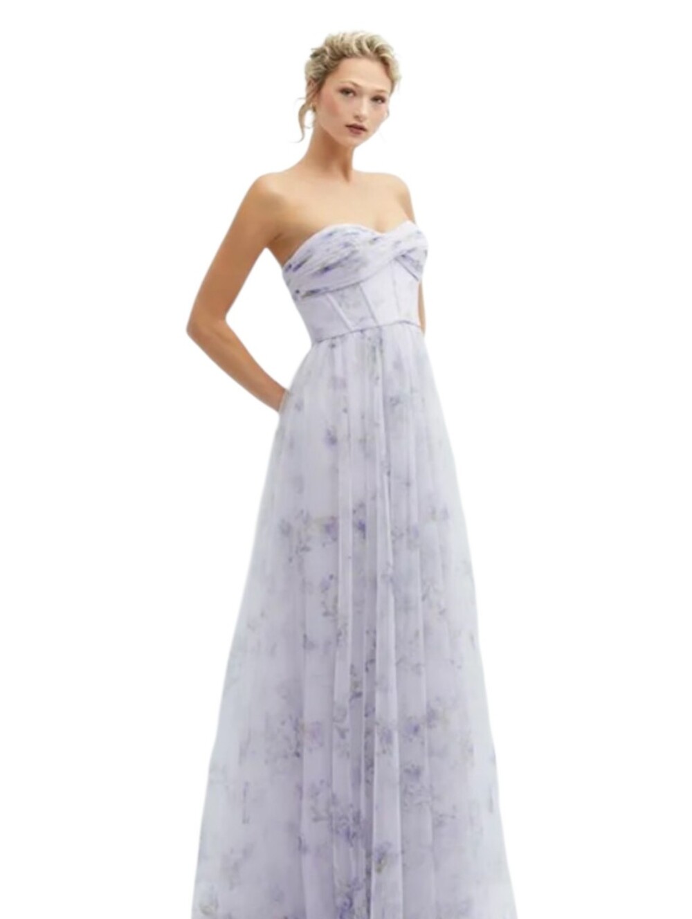 Dessy Collection NWT Sweetheart Strapless Tulle A-line Gown Lilac Haze Garden 4